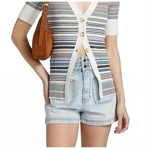 NEW VERONICA BEARD fawne v-neck cardigan in dove multi